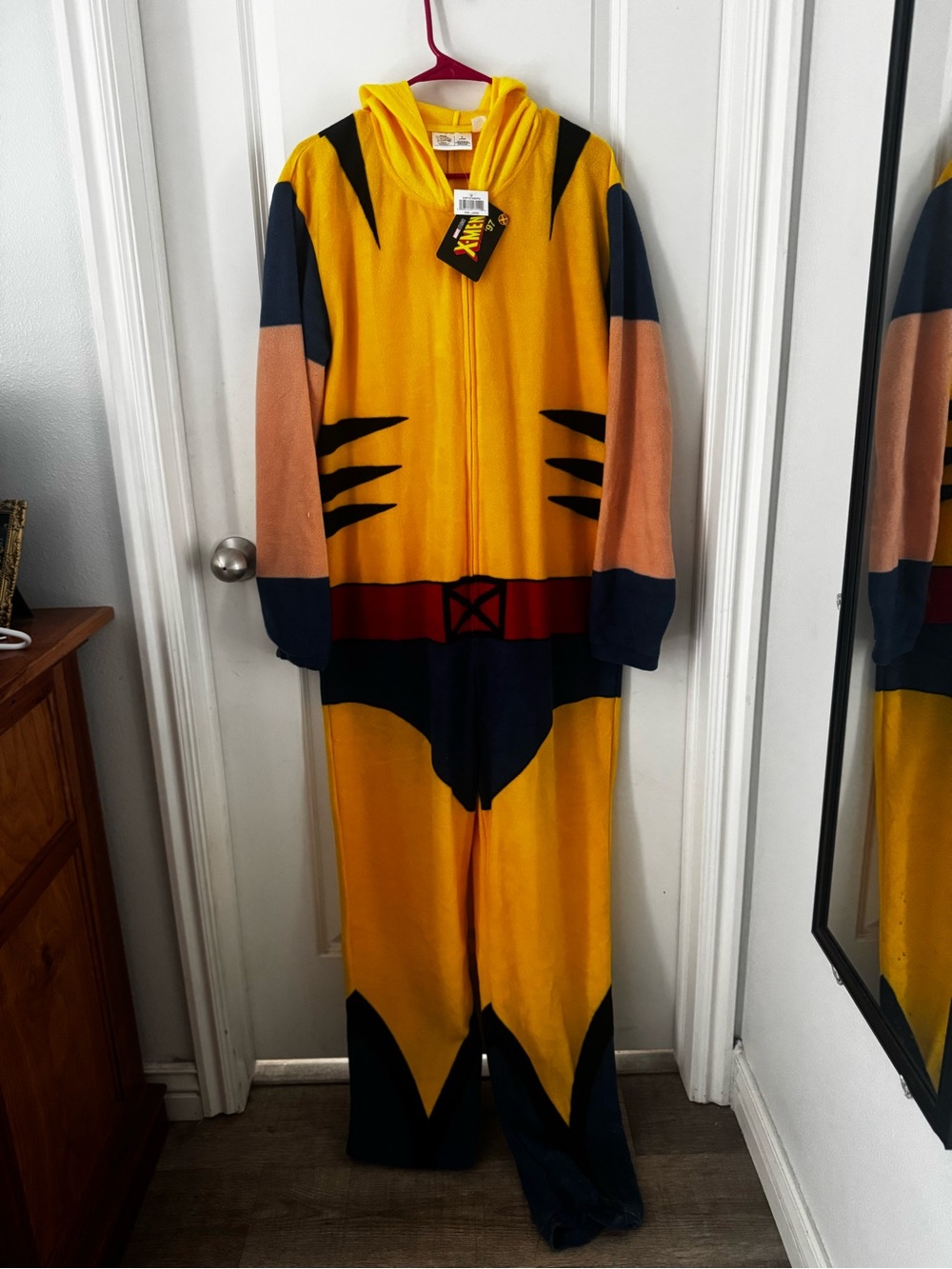 Mens Yellow Wolverine-Style Hooded Costume Onesie